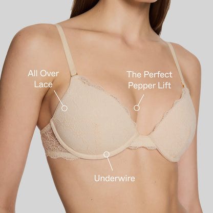 All Over Lace Lift Up Bra Black