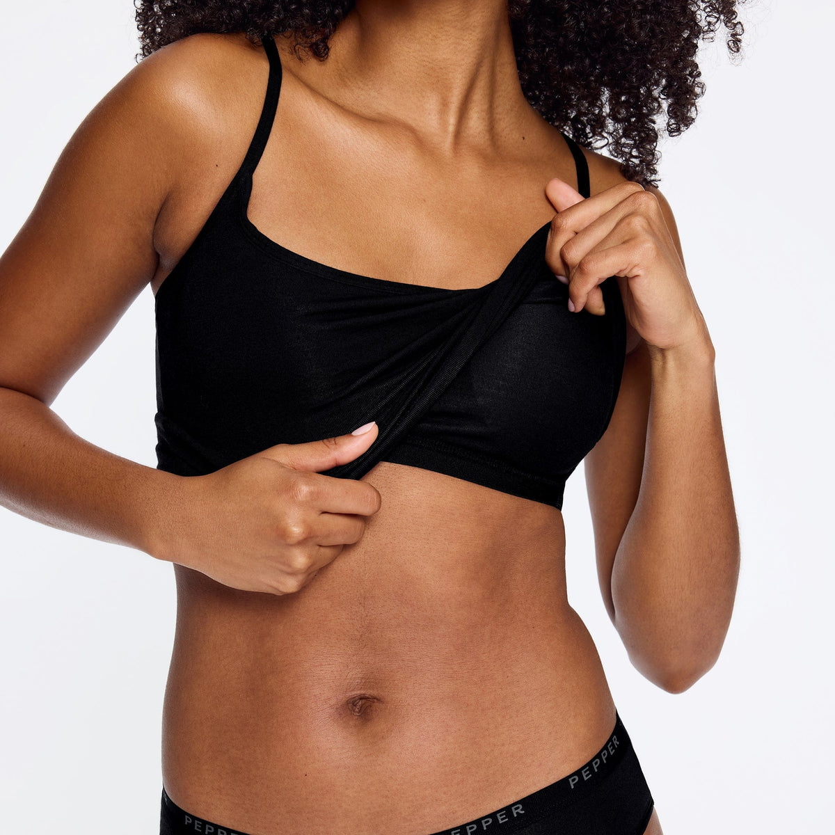 Supima® Cotton Cami Bra Black