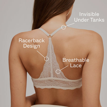 Lace Racerback Lift Up Bra Sand