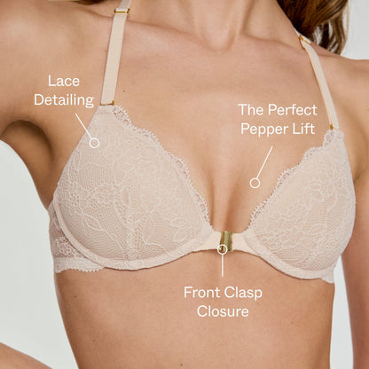 Lace Racerback Lift Up Bra Ecru