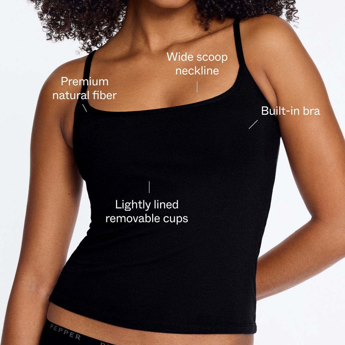 Supima® Cotton Cami Bra Black