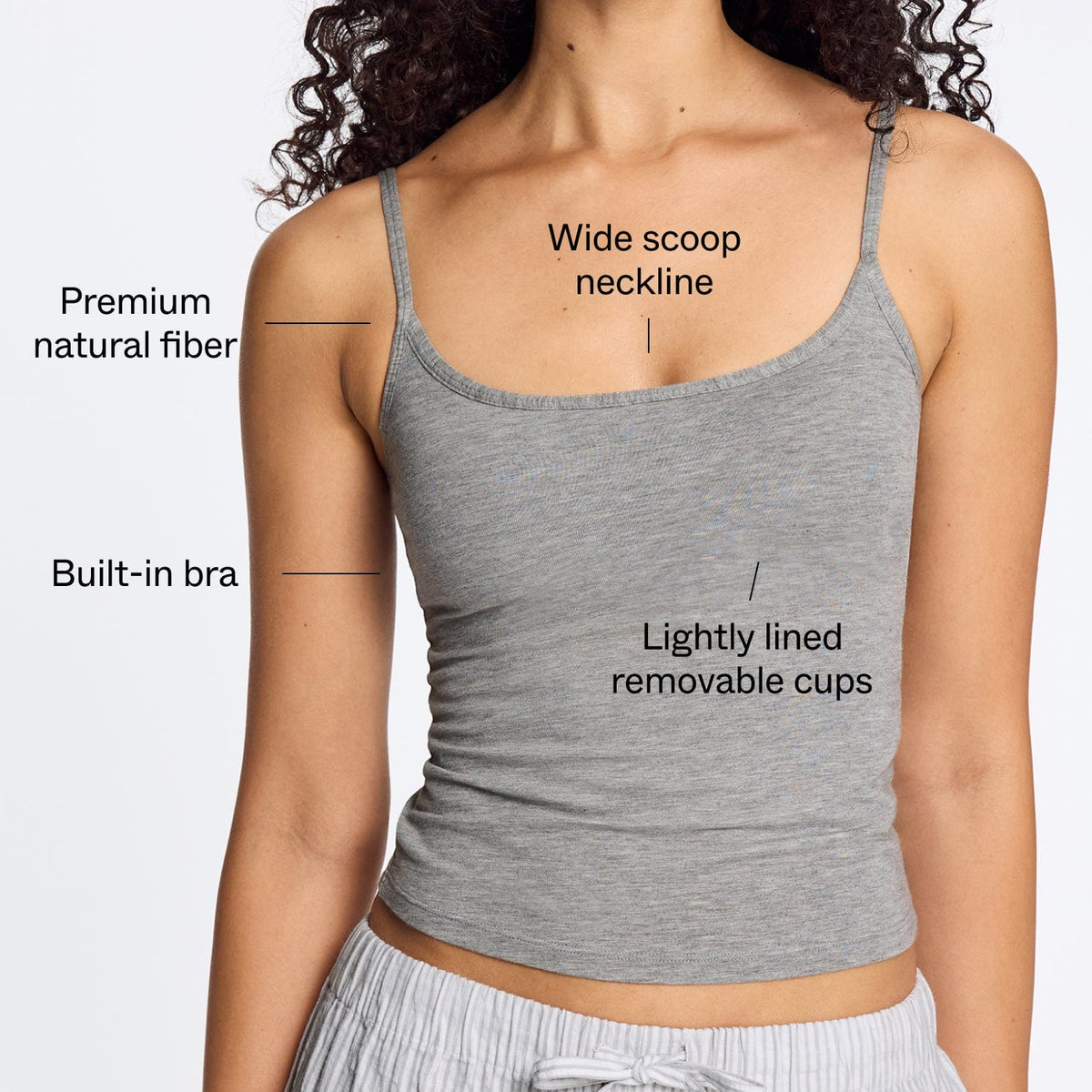 Supima® Cotton Cami Bra Heather Grey