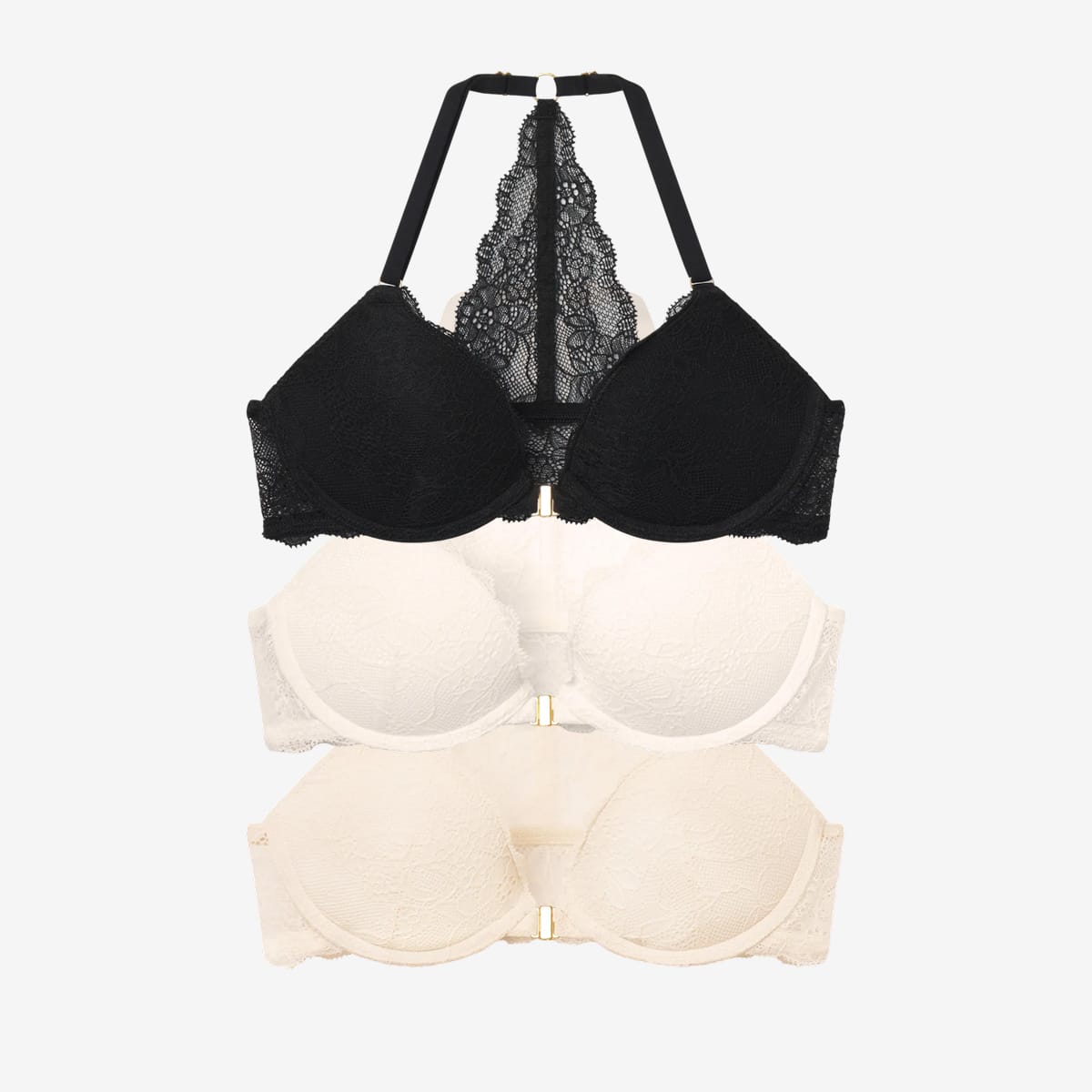 Lace Racerback Lift Up Bra Trio Bundle