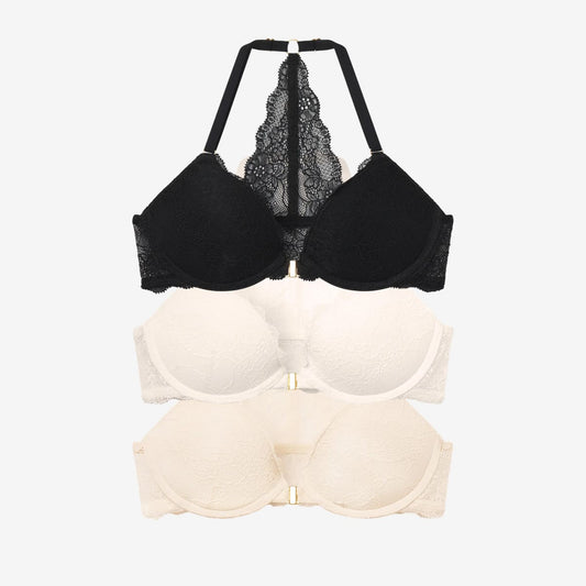 Lace Racerback Lift Up Bra Trio Bundle