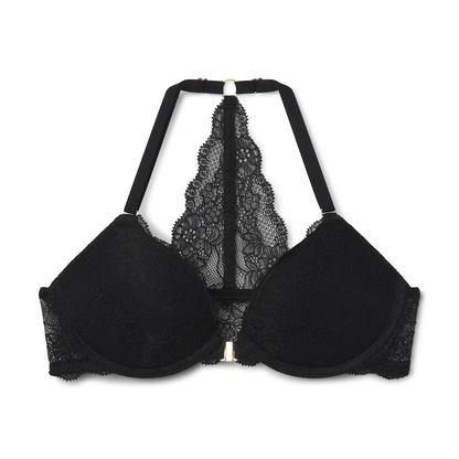 Lace Racerback Lift Up Bra Black
