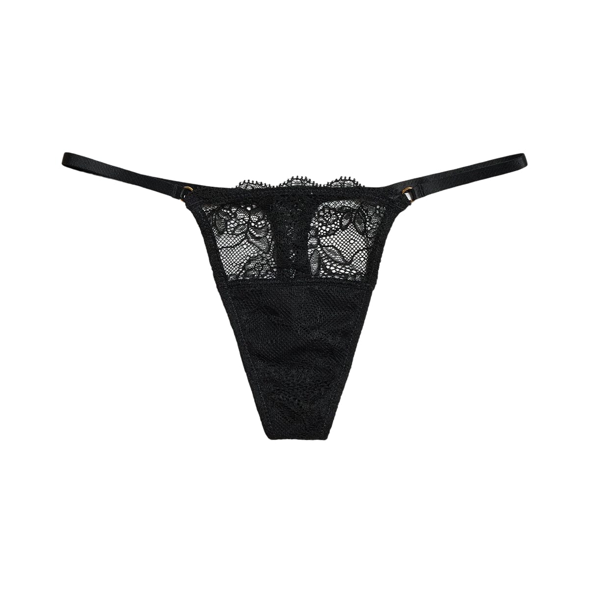 Lace String Thong Black