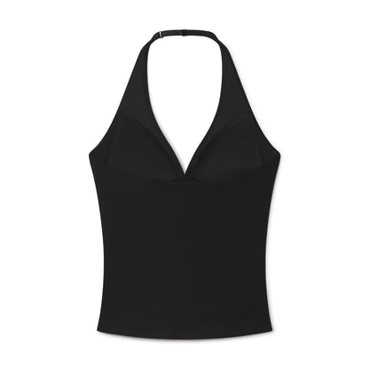 Plunge Halter Top Black