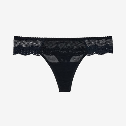 Signature Lace Thong Black