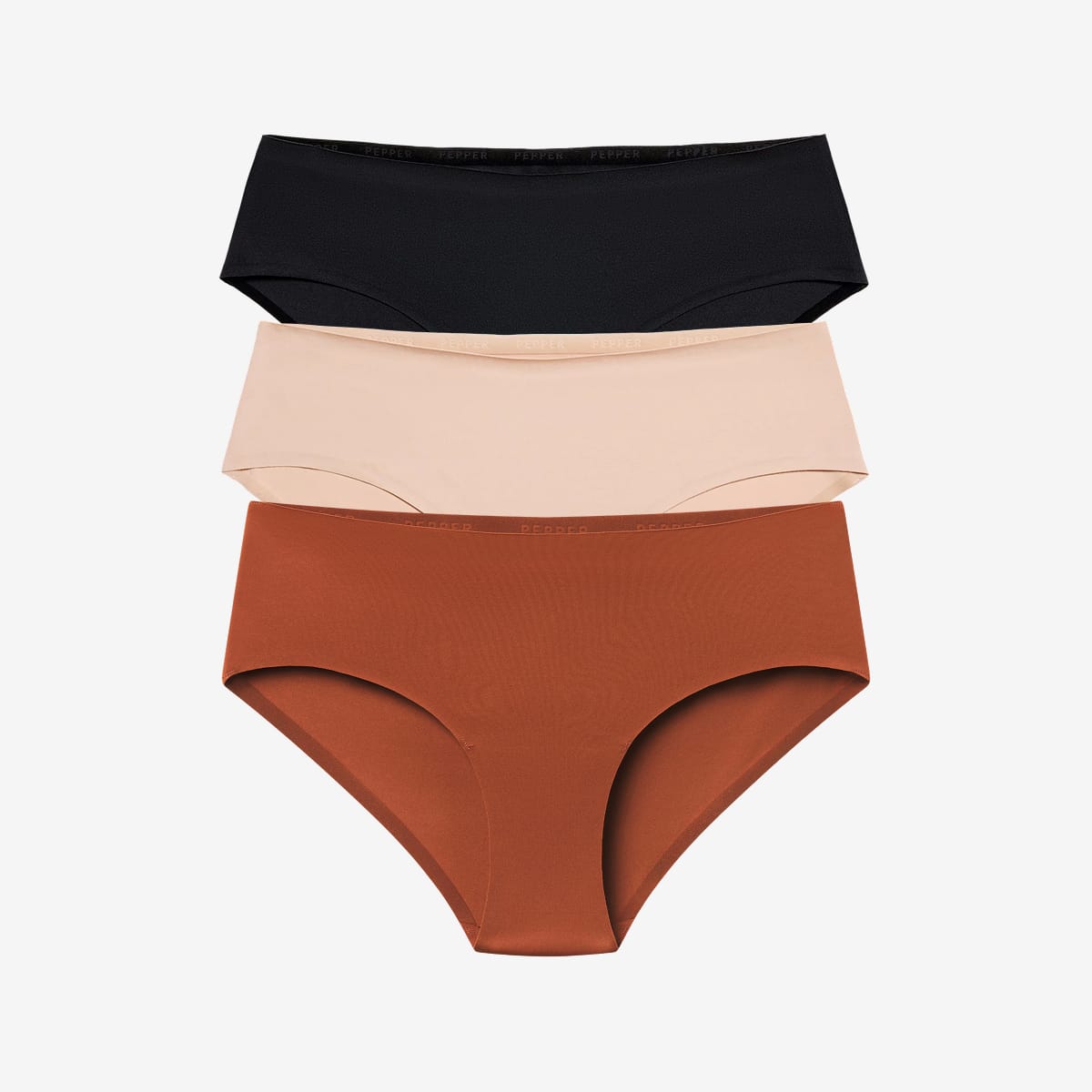 Simply Smooth No Show Hiphugger 3 Pack Terra/Buff/Black