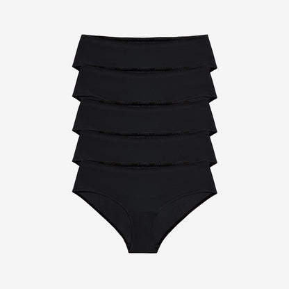 Simply Smooth No Show Hiphugger 5 Pack Black