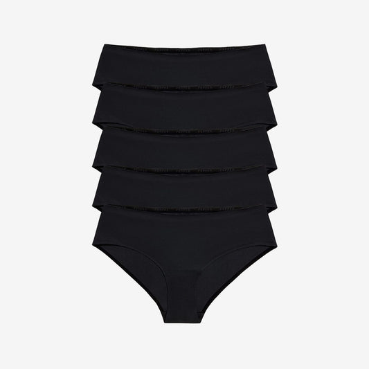 Simply Smooth No Show Hiphugger 5 Pack Black
