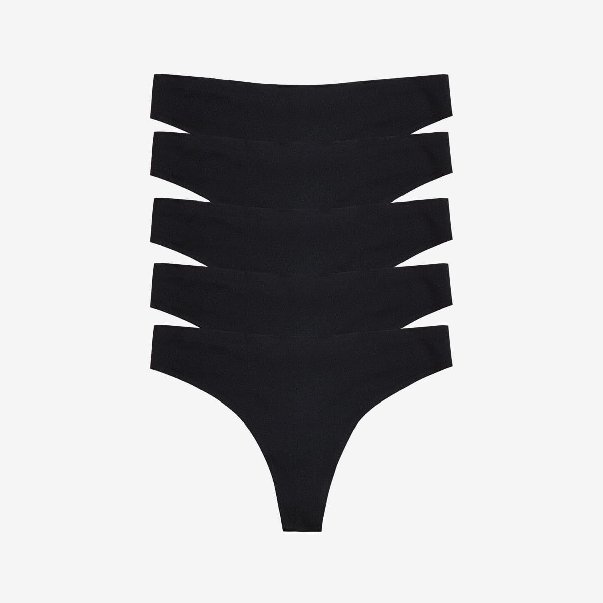 Simply Smooth No Show Thong 5 Pack Black