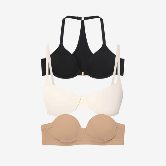 Summer Bra Solution 3 Bra Bundle Black/Ecru/Fawn