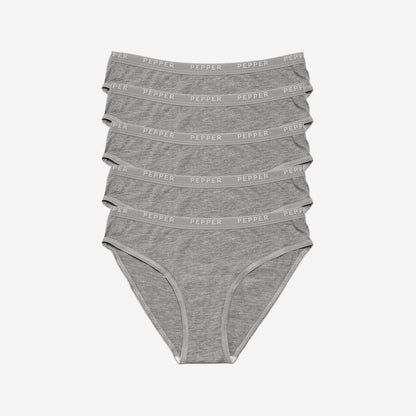 Supima® Cotton Bikini 5 Pack Heather Grey