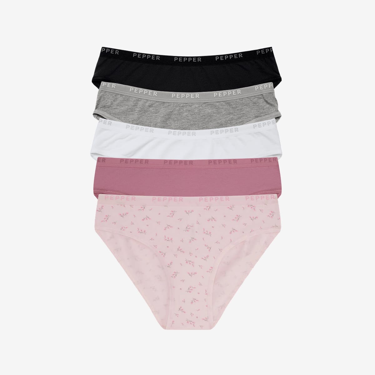 Supima® Cotton Bikini 5 Pack Black/Heather Grey/White/Lilas/La Vie