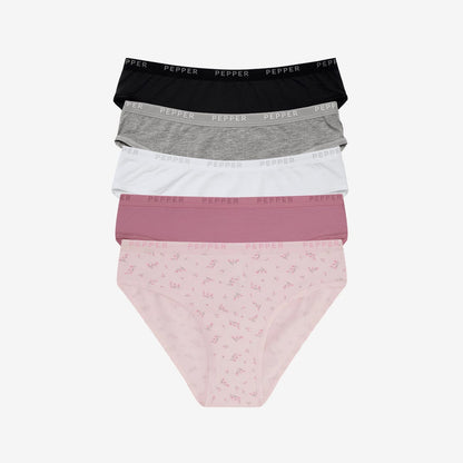 Supima® Cotton Bikini 5 Pack Black/Heather Grey/White/Lilas/La Vie