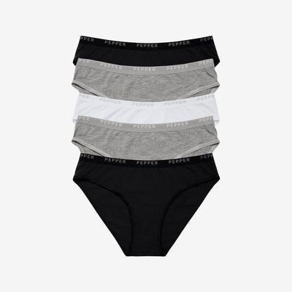 Supima® Cotton Bikini 5 Pack Black/Heather Grey/White
