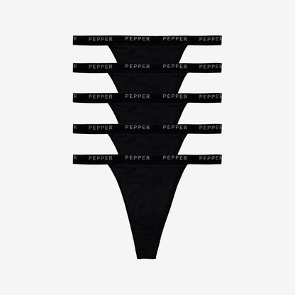 Supima® Cotton String Thong 5 Pack Black