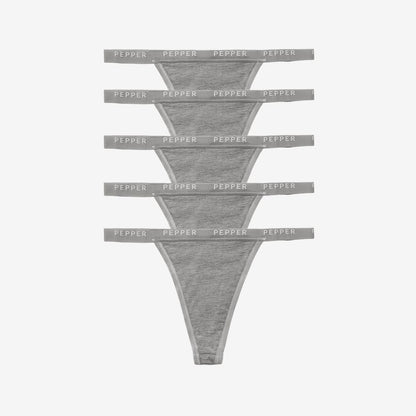 Supima® Cotton String Thong 5 Pack Heather Grey