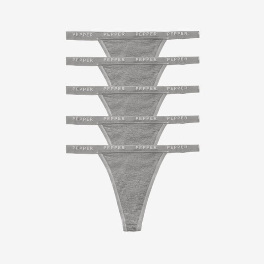 Supima® Cotton String Thong 5 Pack Heather Grey