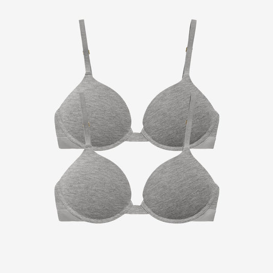 Supima® Cotton Lift Up Bra Duo Heather Grey