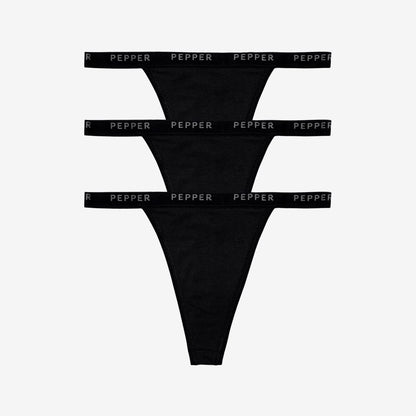 Supima® Cotton String Thong 3 Pack Black