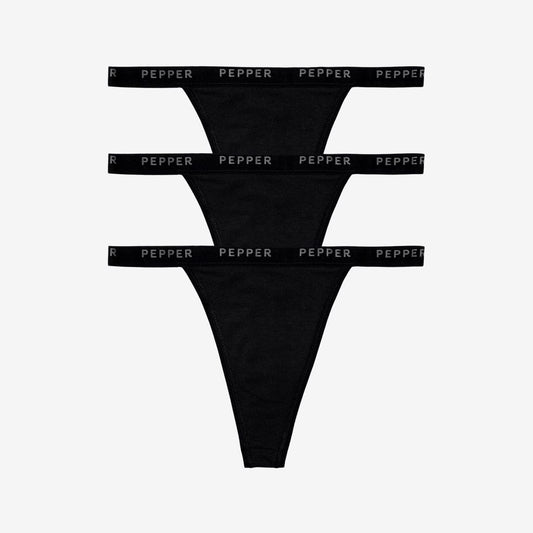 Supima® Cotton String Thong 3 Pack Black