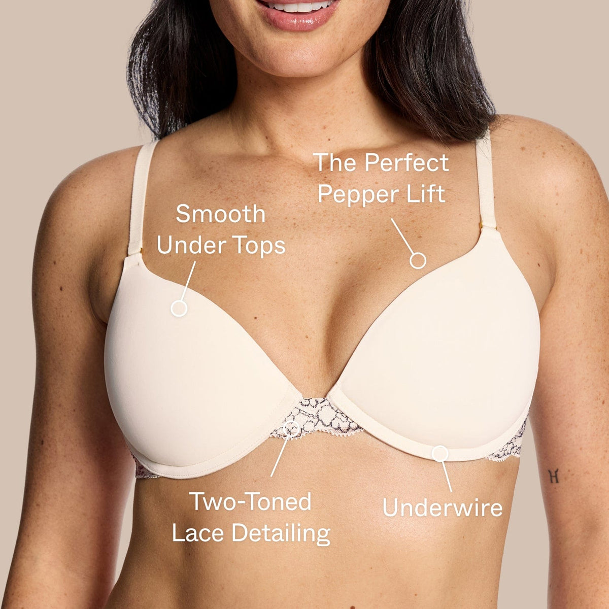 Smooth Lace Lift Up Bra Ecru Two-Tone